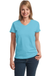 Aquatic Blue Hanes 5780 5.2 oz 100% Cotton Ladies V-Neck Tee
