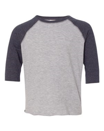 Toddler Fine Jersey 3/4 Sleeve Baseball T-Shirt in Vintage Heather Vintage Smoke