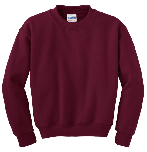 Gildan Youth Heavy Blend Crewneck Sweatshirt in Maroon
