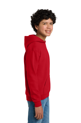 Left view of Gildan Youth Heavy Blend Hooded Sweatshirt