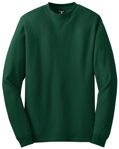 Hanes Beefy-T  100% Cotton Long Sleeve T-Shirt in Deep Forest