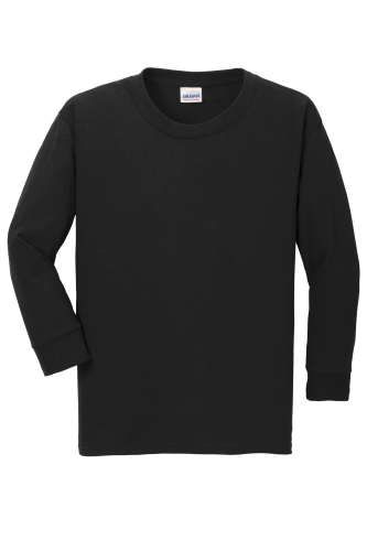 Gildan Youth Heavy Cotton 100 Cotton Long Sleeve TShirt in Black
