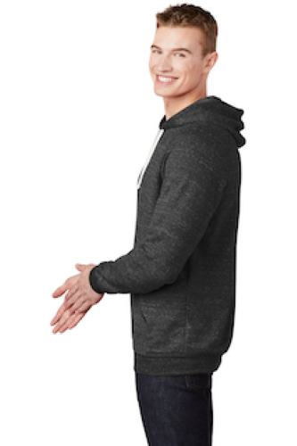 Left view of Snow Heather French Terry Raglan Hoodie