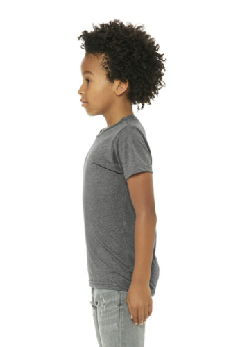 Left view of BELLA+CANVAS Youth Triblend Short Sleeve Tee
