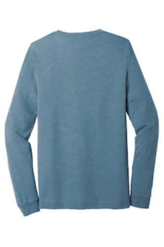 Back view of BELLA+CANVAS Unisex Triblend Long Sleeve Tee BC3513