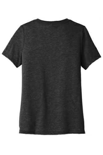 Back view of BELLA+CANVAS Women’s Relaxed Jersey Short Sleeve V-Neck Tee