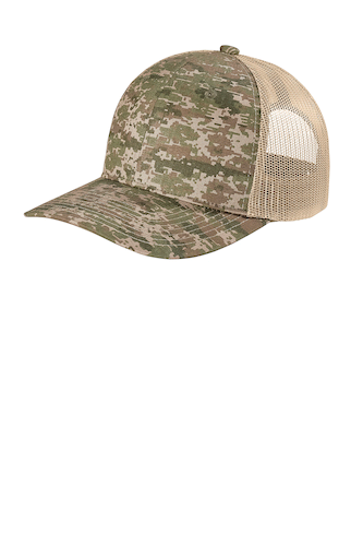 Left view of Port Authority Digi Camo Snapback Trucker Cap C114