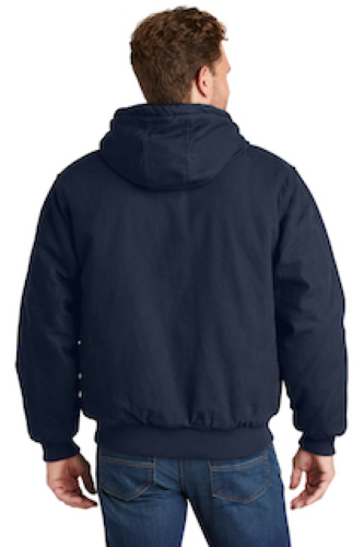 Back view of CornerStone Washed Duck Cloth Insulated Hooded Work Jacket