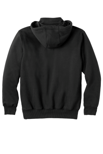 Back view of Carhartt Rain Defender Paxton Heavyweight Hooded Zip Mock Sweatshirt