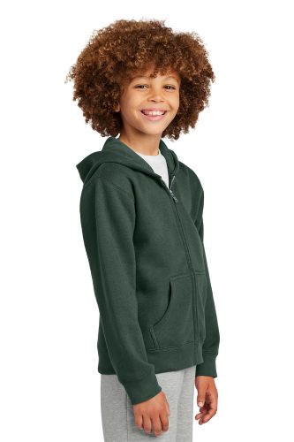Right view of District® Youth V.I.T.™ Fleece Full-Zip Hoodie