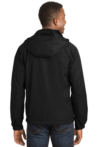 Back view of Sport-Tek Hooded Raglan Jacket