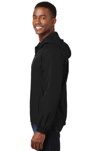 Right view of Sport-Tek Hooded Raglan Jacket