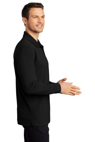 Left view of Dry Zone ® UV Micro-Mesh Long Sleeve Polo
