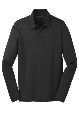 Port Authority Silk Touch Performance Long Sleeve Polo in Black
