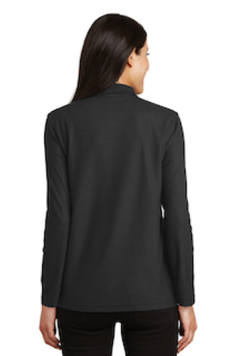 Back view of Port Authority Ladies Long Sleeve Silk Touch Polo