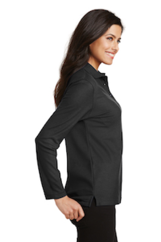 Right view of Port Authority Ladies Long Sleeve Silk Touch Polo