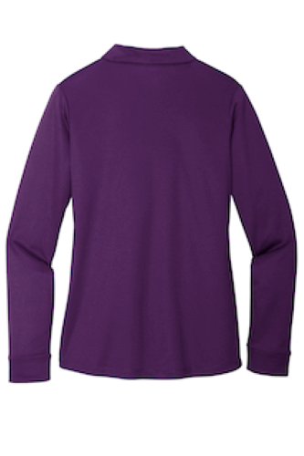 Back view of Port Authority Ladies Silk Touch Performance Long Sleeve Polo