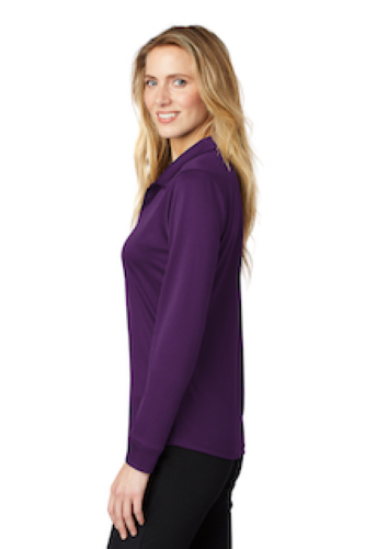 Left view of Port Authority Ladies Silk Touch Performance Long Sleeve Polo