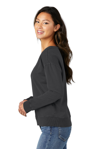 Right view of Port & Company Ladies Beach Wash Garment-Dyed V-Neck Sweatshirt LPC098V