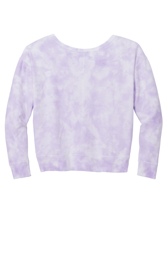 Back view of Port & Company Ladies Beach Wash Cloud Tie-Dye V-Neck Sweatshirt LPC140V