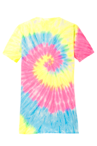 Back view of Port & Company Ladies Tie-Dye V-Neck Tee