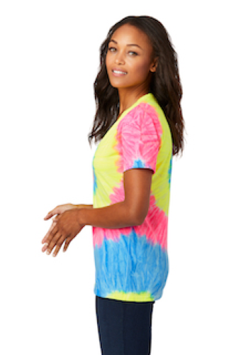 Right view of Port & Company Ladies Tie-Dye V-Neck Tee