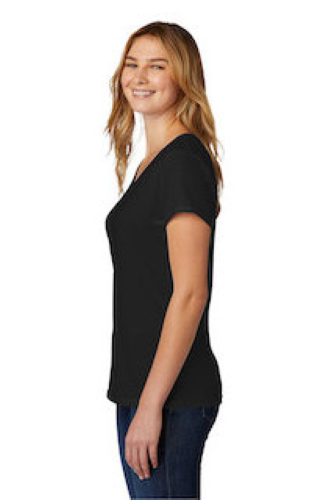 Left view of Port & Company Ladies Tri-Blend V-Neck Tee