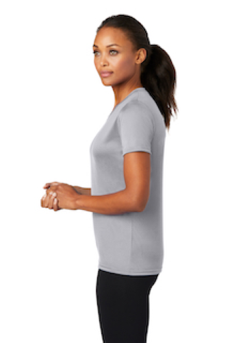 Left view of Port & Company Ladies Essential Performance Tee