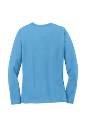 Back view of Port Company Ladies Long Sleeve 100 Cotton T Shirt