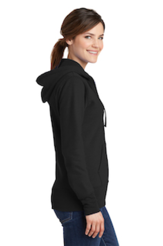 Left view of Port & Company Ladies Classic Full-Zip Hooded Sweatshirt