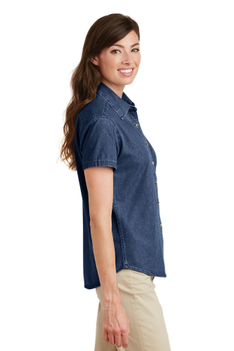 Right view of Port & Company Ladies Short Sleeve Value Denim Shirt