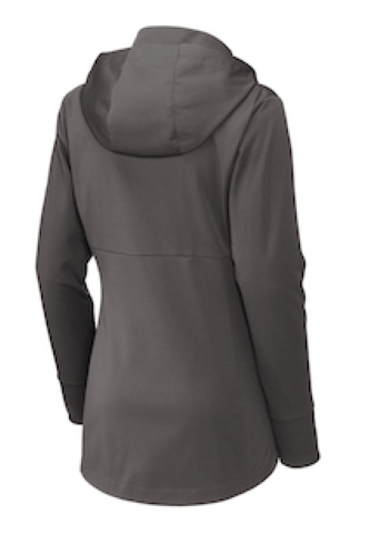 Back view of Sport-Tek Ladies Hooded Soft Shell Jacket LST980