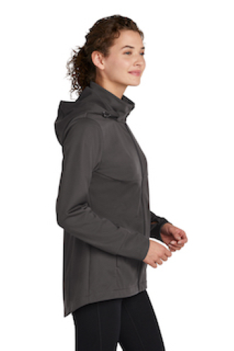 Right view of Sport-Tek Ladies Hooded Soft Shell Jacket LST980