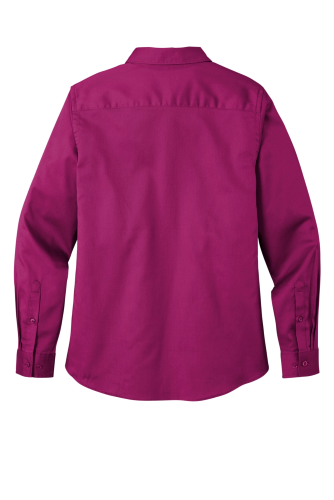 Back view of Port Authority Ladies Long Sleeve SuperPro React Twill Shirt
