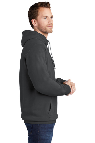 Left view of Port & Company Essential Pigment-Dyed Pullover Hooded Sweatshirt