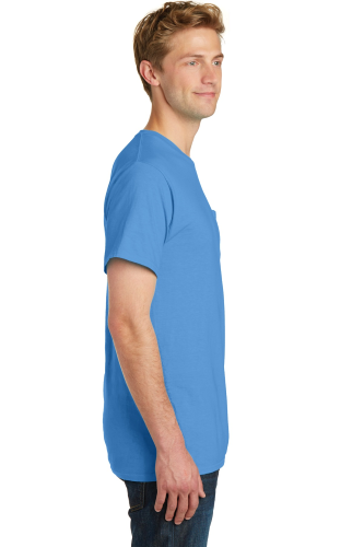 Right view of Port & Company Essential Pigment-Dyed Pocket Tee