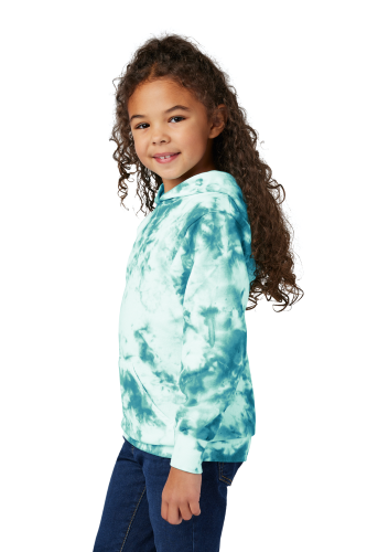 Left view of Port & Company Youth Crystal Tie-Dye Pullover Hoodie PC144Y