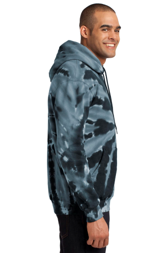 Left view of Port & Company Essential Tie-Dye Pullover Hooded Sweatshirt