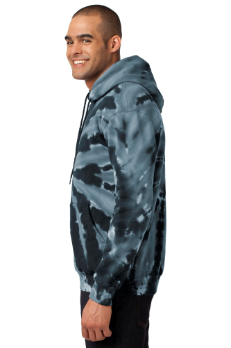Right view of Port & Company Essential Tie-Dye Pullover Hooded Sweatshirt