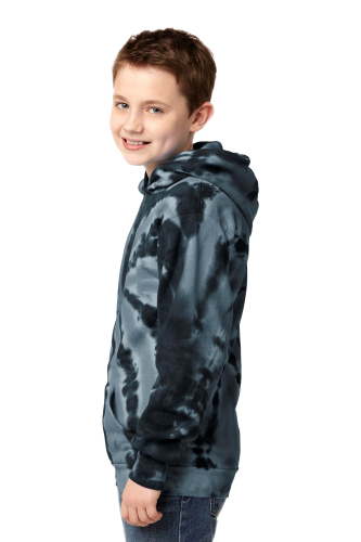 Right view of Port & Company Youth Essential Tie-Dye Pullover Hooded Sweatshirt