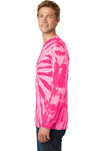 Left view of Port & Company Essential Tie-Dye Long Sleeve Tee