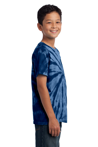 Left view of Port & Company Youth Essential Tie-Dye Tee
