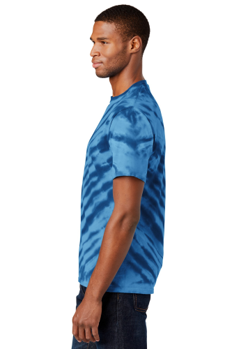 Left view of Port & Company Essential Tiger Stripe Tie-Dye Tee