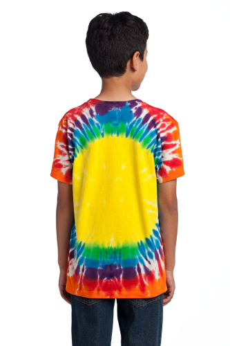 Back view of Port & Company Youth Essential Window Tie-Dye Tee