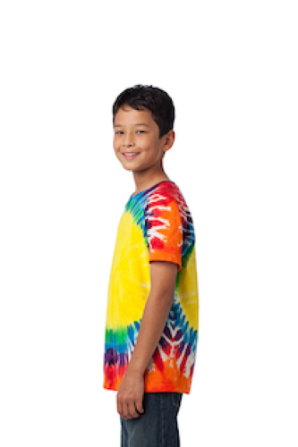 Left view of Port & Company Youth Essential Window Tie-Dye Tee
