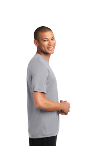 Left view of Port & Company Essential Performance Tee
