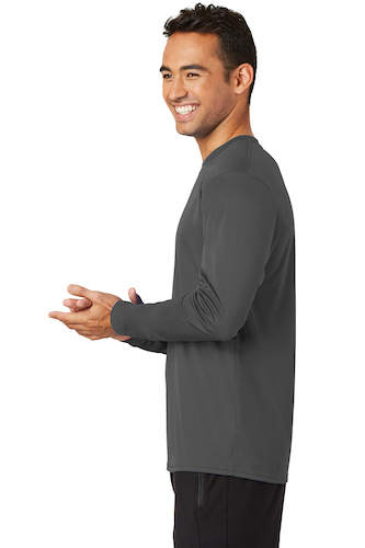 Left view of Port & Company Long Sleeve Performance Tee
