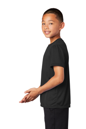 Left view of Port & Company Youth Essential Performance Tee
