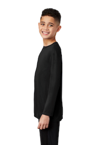 Right view of Port & Company ® Youth Long Sleeve Performance Tee