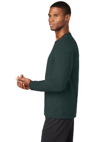Left view of Port & Company Long Sleeve Essential Blended Performance Tee